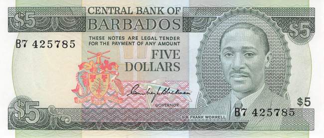 Barbados 5 Dollar p32 1975